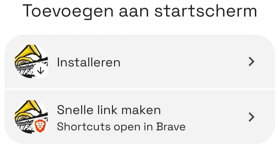 Toevoegen aan beginscherm